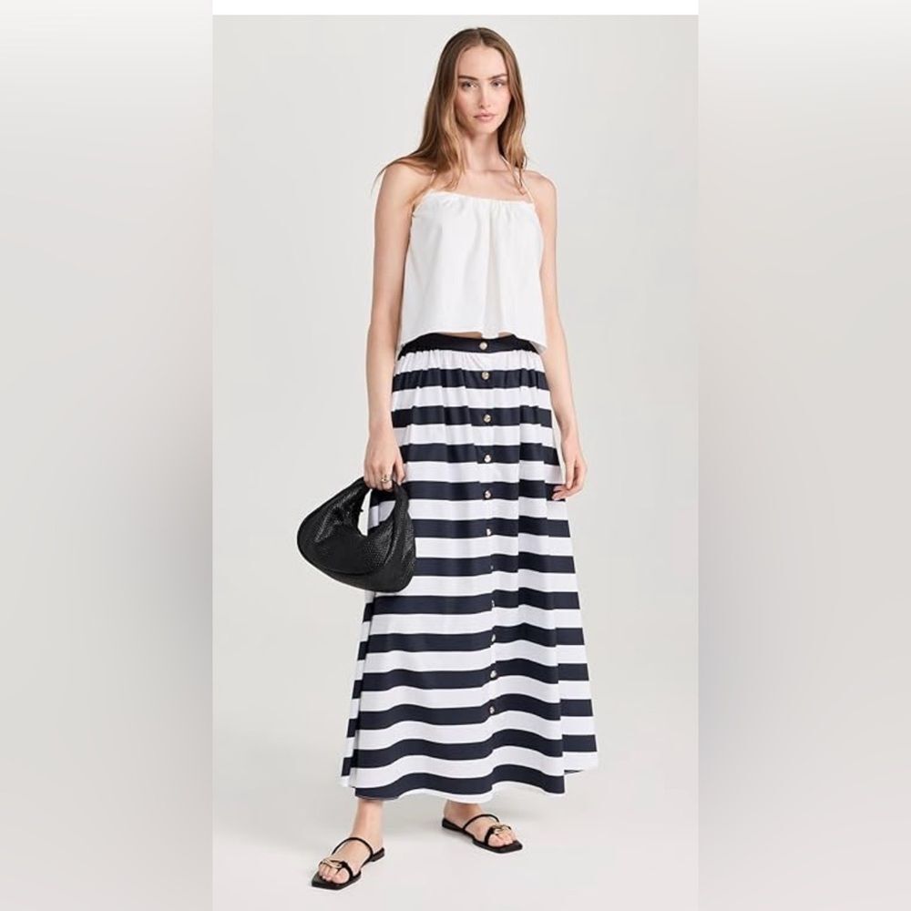 Caroline Constas Lizette gold trimmed midi skirt NWT XXS